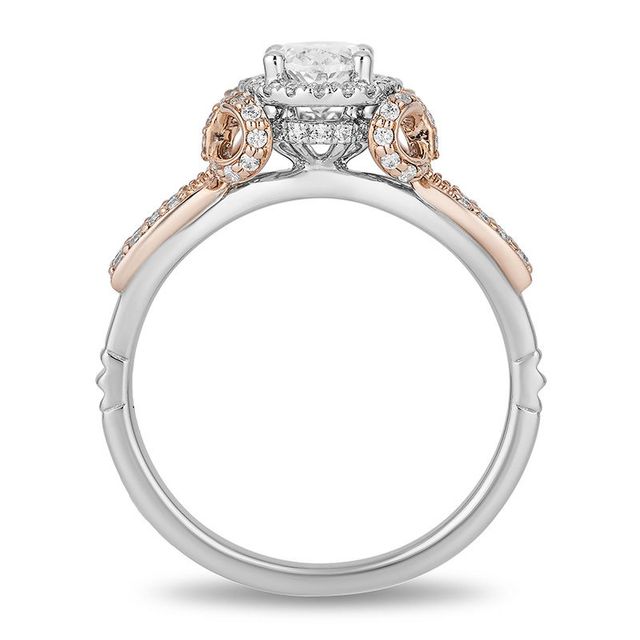 Enchanted Disney Snow White 1.00 CT. T.W. Oval Diamond Frame Bow Engagement Ring in 14K Two-Tone Gold|Peoples Jewellers