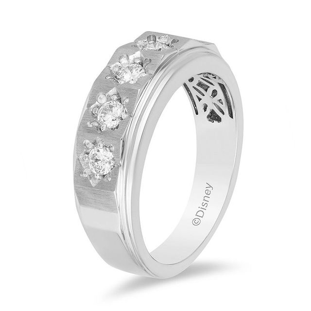 Enchanted Disney Men's 0.50 CT. T.W. Diamond Five Stone Crown Wedding Band in 14K White Gold