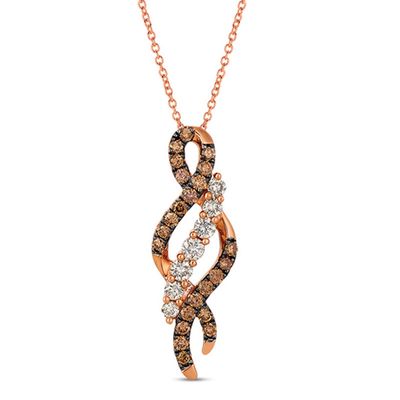 Le Vian Chocolate Diamonds® and Crème Brûlée Diamonds™ 0.73 CT. T.W. Diamond Infinity Pendant in 14K Strawberry Gold™|Peoples Jewellers