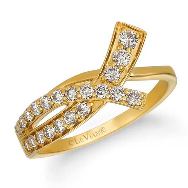 Le Vian® Crème Brûlée Diamonds™ 0.49 CT. T.W. Diamond Crossover Ribbon Ring in 14K Honey Gold™|Peoples Jewellers
