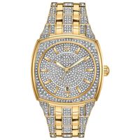 Men's Bulova Phantom Crystal Accent Gold-Tone Watch with Square Silver-Tone Dial (Model: 98B323)|Peoples Jewellers