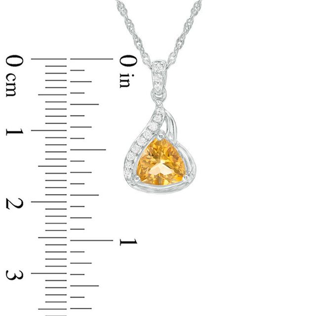 Trillion-Cut Citrine and Lab-Created White Sapphire Flame Pendant and Drop Earrings Set in Sterling Silver