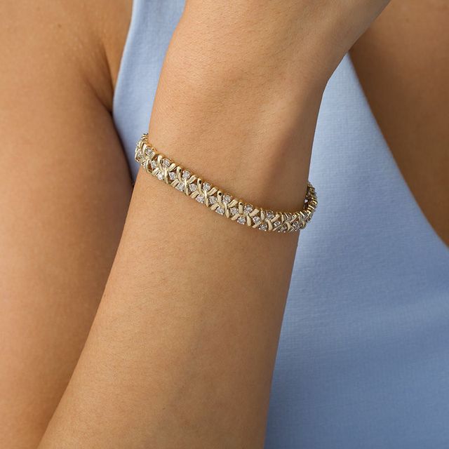 2.00 CT. T.W. Diamond "S" Wave Bracelet in 10K Gold - 7.25"|Peoples Jewellers