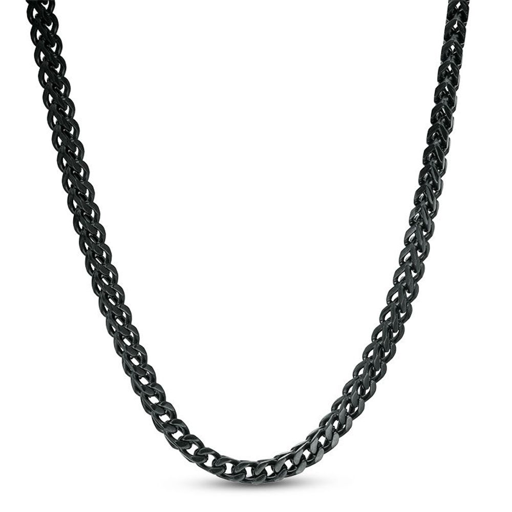 Men's 3.0mm Franco Snake Chain Necklace in Stainless Steel with Black IP - 24"