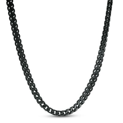 Men's 3.0mm Franco Snake Chain Necklace in Stainless Steel with Black IP - 24"