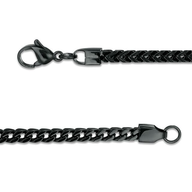 Men's 3.0mm Franco Snake Chain Necklace in Stainless Steel with Black IP - 24"|Peoples Jewellers