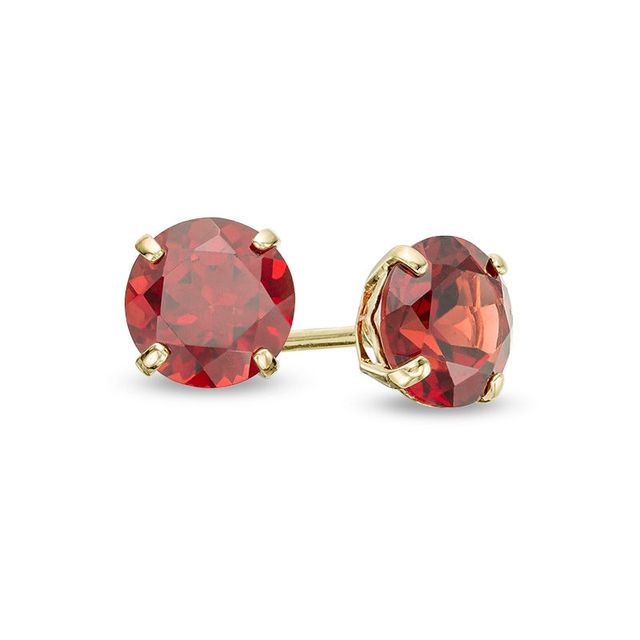 5.0m Garnet Solitaire Stud Earrings in 10K Gold|Peoples Jewellers