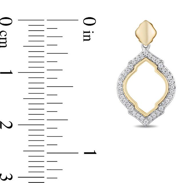 Enchanted Disney Jasmine 0.18 CT. T.W. Diamond Arabesque Outline Drop Earrings in Sterling Silver and 10K Gold|Peoples Jewellers