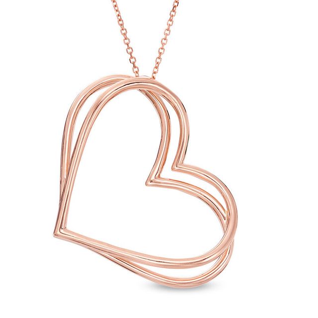 The Kindred Heart from Vera Wang Love Collection Tilted Pendant in 10K Rose Gold - 19"|Peoples Jewellers