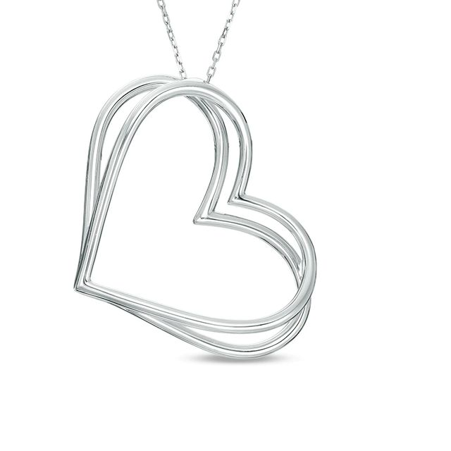 The Kindred Heart from Vera Wang Love Collection Tilted Pendant in Sterling Silver - 19"|Peoples Jewellers