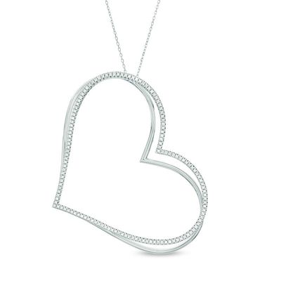 The Kindred Heart from Vera Wang Love Collection 0.95 CT. T.W. Diamond Tilted Pendant in Sterling Silver - 19"|Peoples Jewellers