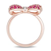 Mickey Mouse & Minnie Mouse Garnet and Diamond Accent Bow Ring in 10K Rose Gold|Peoples Jewellers