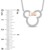 Mickey Mouse & Minnie Mouse 0.18 CT. T.W. Diamond Outline Necklace in Sterling Silver and 10K Rose Gold - 17.5"|Peoples Jewellers