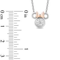 Mickey Mouse & Minnie Mouse 0.23 CT. Diamond Solitaire Pendant in Sterling Silver and 10K Rose Gold - 19"|Peoples Jewellers