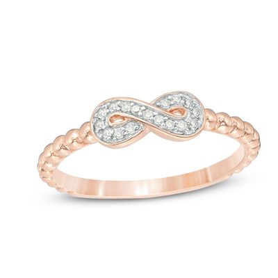 0.07 CT. T.W. Diamond Sideways Infinity Beaded Shank Ring in 10K Rose Gold|Peoples Jewellers