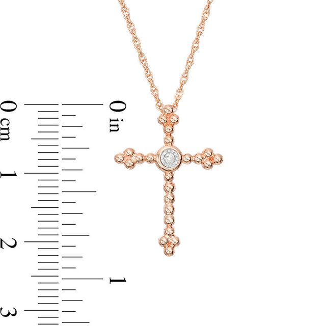 Diamond Accent Beaded Cross Pendant in 10K Rose Gold|Peoples Jewellers