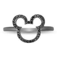 Mickey Mouse & Minnie Mouse 0.148 CT. T.W. Black Diamond Ring in Sterling Silver with Black Rhodium|Peoples Jewellers