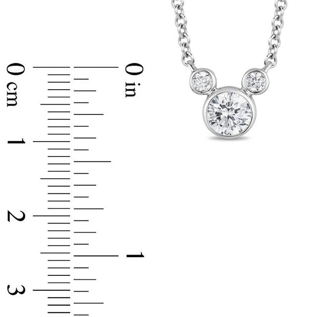 Mickey Mouse & Minnie Mouse 0.45 CT. T.W. Diamond Bezel-Set Necklace in 10K White Gold - 17.75"|Peoples Jewellers