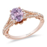 Enchanted Disney Rapunzel Oval Rose de France Amethyst and 0.32 CT. T.W. Diamond Engagement Ring in 14K Rose Gold|Peoples Jewellers