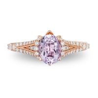 Enchanted Disney Rapunzel Oval Rose de France Amethyst and 0.32 CT. T.W. Diamond Engagement Ring in 14K Rose Gold|Peoples Jewellers