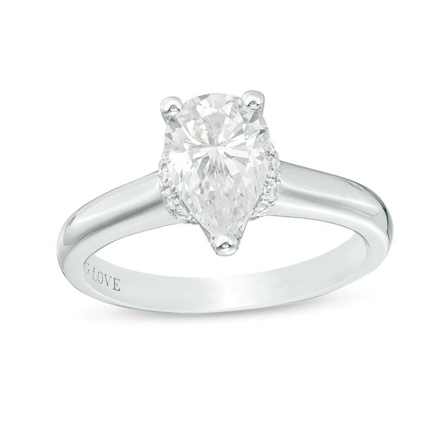 Vera Wang Love Collection 1.12 CT. T.W. Pear-Shaped Diamond Collar Engagement Ring in 14K White Gold