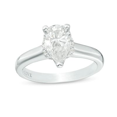 Vera Wang Love Collection 1.12 CT. T.W. Pear-Shaped Diamond Collar Engagement Ring in 14K White Gold|Peoples Jewellers