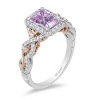 Enchanted Disney Rapunzel Rose de France Amethyst and 0.32 CT. T.W. Diamond Frame Engagement Ring in 14K Two-Tone Gold|Peoples Jewellers