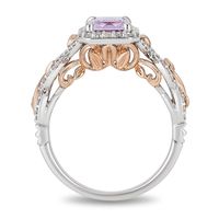 Enchanted Disney Rapunzel Rose de France Amethyst and 0.32 CT. T.W. Diamond Frame Engagement Ring in 14K Two-Tone Gold|Peoples Jewellers