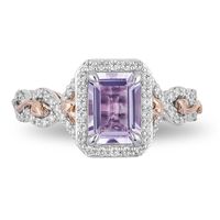 Enchanted Disney Rapunzel Rose de France Amethyst and 0.32 CT. T.W. Diamond Frame Engagement Ring in 14K Two-Tone Gold|Peoples Jewellers