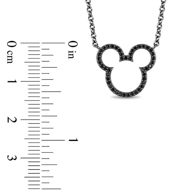 Mickey Mouse & Minnie Mouse 0.18 CT. T.W. Black Diamond Necklace in Sterling Silver with Black IP - 17.5"|Peoples Jewellers