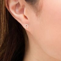 Cubic Zirconia Horseshoe Stud Earrings in 14K Gold|Peoples Jewellers