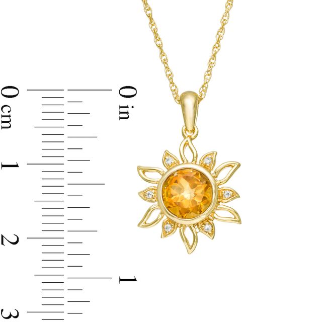 7.0mm Citrine and Lab-Created White Sapphire Sunburst Pendant in Sterling Silver with 14K Gold Plate|Peoples Jewellers