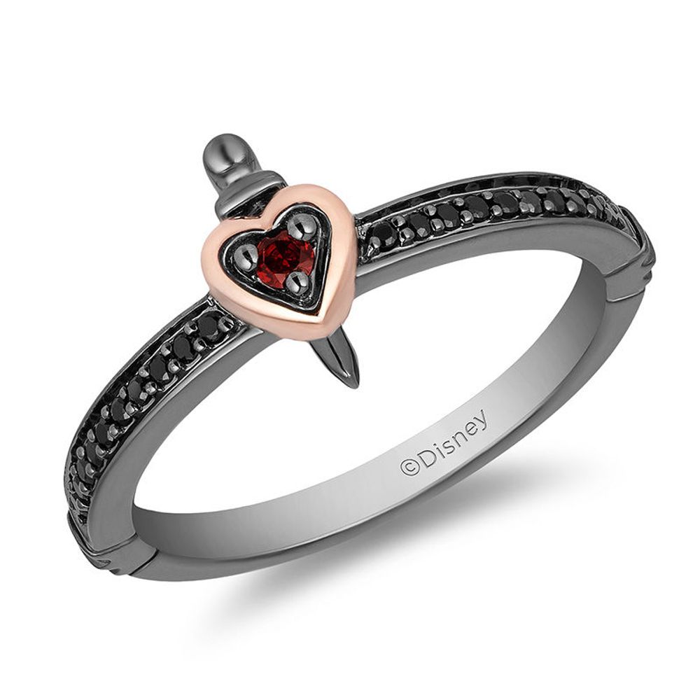 Enchanted Disney Villains Evil Queen Garnet and 0.086 CT. T.W. Diamond Ring in Black Sterling Silver and 10K Rose Gold|Peoples Jewellers
