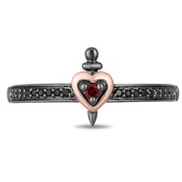 Enchanted Disney Villains Evil Queen Garnet and 0.086 CT. T.W. Diamond Ring in Black Sterling Silver and 10K Rose Gold|Peoples Jewellers
