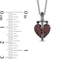 Enchanted Disney Villains Evil Queen Garnet and Black Diamond Accent Pendant in Sterling Silver with Black Rhodium - 19"|Peoples Jewellers