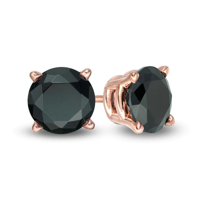1.95 CT. T.W. Black Diamond Solitaire Stud Earrings in 14K Rose Gold|Peoples Jewellers