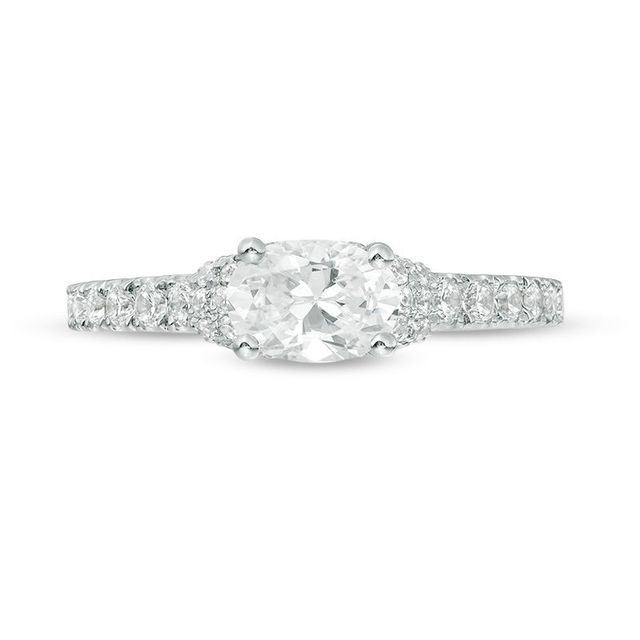 Vera Wang Love Collection 1.23 CT. T.W. Oval Diamond Collar Engagement Ring in 14K White Gold|Peoples Jewellers