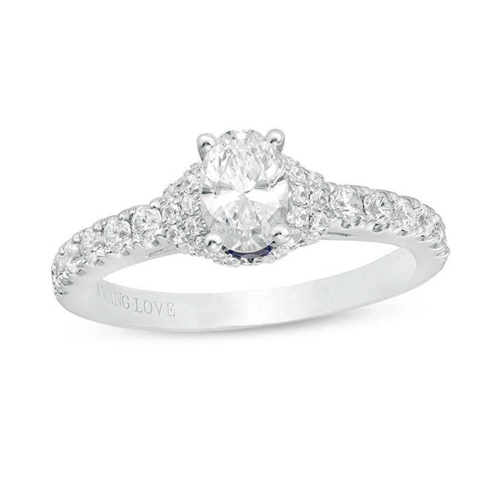 Vera Wang Love Collection 0.95 CT. T.W. Oval Diamond Collar Engagement Ring in 14K White Gold|Peoples Jewellers