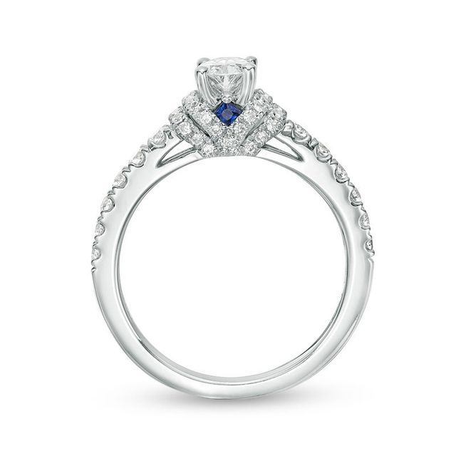 Vera Wang Love Collection 0.95 CT. T.W. Oval Diamond Collar Engagement Ring in 14K White Gold|Peoples Jewellers
