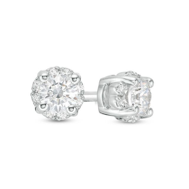 CT. T.W. Canadian Certified Diamond Frame Stud Earrings in 14K White Gold (I/I2)|Peoples Jewellers