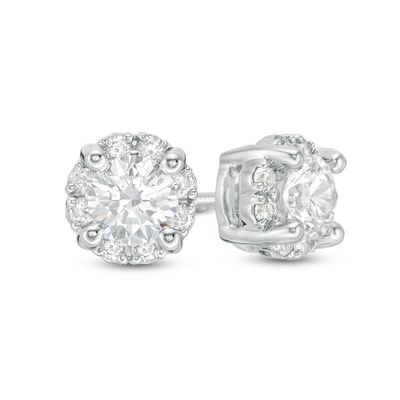 CT. T.W. Certified Canadian Diamond Frame Stud Earrings in 14K White Gold (I/I2)|Peoples Jewellers