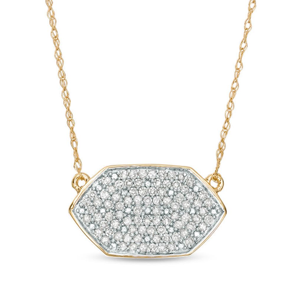 0.24 CT. T.W. Diamond Elongated Hexagon Necklace in 10K Gold - 19.5"|Peoples Jewellers