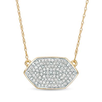 0.24 CT. T.W. Diamond Elongated Hexagon Necklace in 10K Gold - 19.5"|Peoples Jewellers