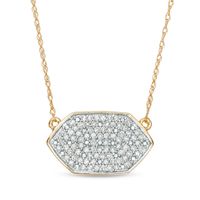 0.24 CT. T.W. Diamond Elongated Hexagon Necklace in 10K Gold - 19.5"|Peoples Jewellers