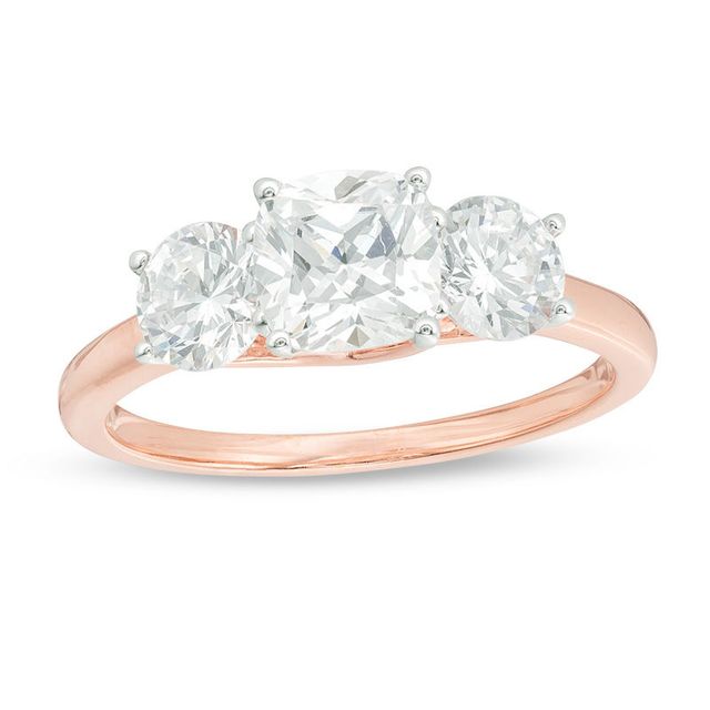 1.97 CT. T.W. Cushion-Cut Diamond Past Present Future® Engagement Ring in 14K Rose Gold|Peoples Jewellers