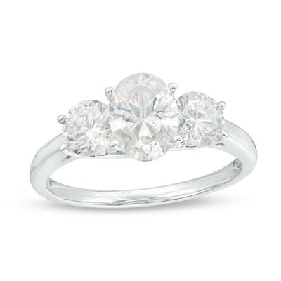 1.95 CT. T.W. Oval Diamond Past Present Future® Engagement Ring in 14K White Gold|Peoples Jewellers