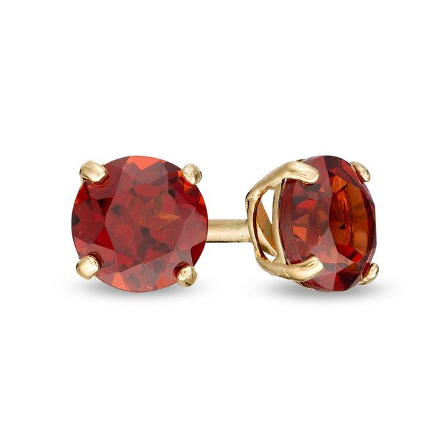 4.0mm Garnet Solitaire Stud Earrings in 14K Gold