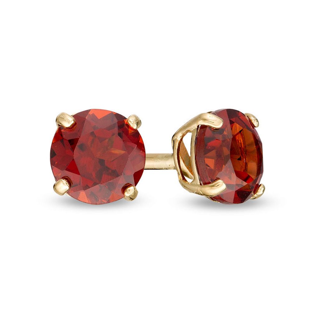 4.0mm Garnet Solitaire Stud Earrings in 14K Gold|Peoples Jewellers