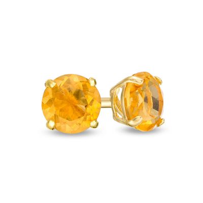 4.0mm Citrine Solitaire Stud Earrings in 14K Gold|Peoples Jewellers