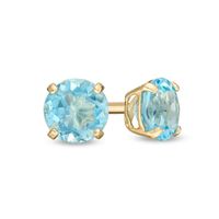 4.0mm Blue Topaz Solitaire Stud Earrings in 14K Gold|Peoples Jewellers